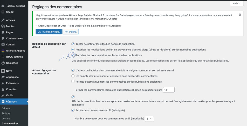 wordpress désactiver les commentaires